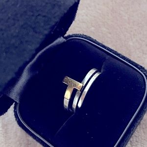 Tiffany T wrap ring in rose gold and silver size 6.5